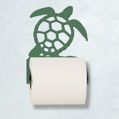 Coastal Theme Sea Turtle Wall-Mount Toilet Paper Holder - Choose Color or Paint it Yourself