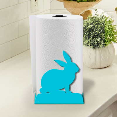 Bunnies Theme Sitting Bunny Sturdy Metal Paper Towel Holder - Choose Color or DIY Paint 