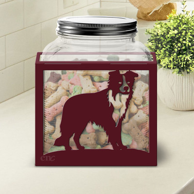 Border Collie Large Dog Treat Jar: Choose Color or DIY Paint