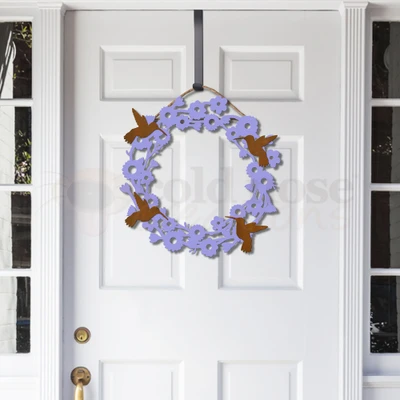 Hummingbirds and Flowers Metal Wreath-fl-rt-main