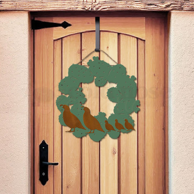 Quail Family Prickly Pear Metal Wreath-mg-rt-main