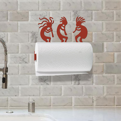 Kokopelli Trio Wall Mount Paper Towel Holder - Mounted Example