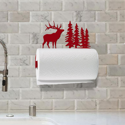 Elk Scene Wall Mount Paper Towel Holder - Mounted Example
