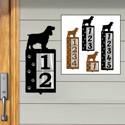 Dog Breed Cocker Spaniel Reflective Address Number Tiles - Choose Color and Size