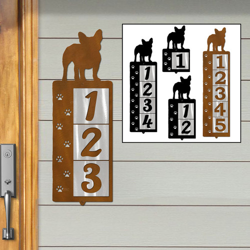Dog Breed French Bulldog Reflective Address Number Tiles - Choose Color and Size