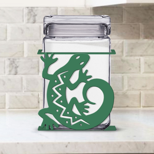Southwest Decor Gecko  1.5-Quart Glass Canister with Metal Base - Choose Color
