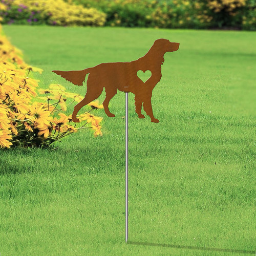 Irish Setter Heart Silhouette 12in Wide Pirouette Yard or Garden Stake