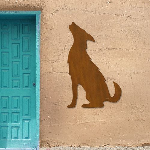 Big 46-inch Howling Coyote: Rust Metal Outdoor Wall Art - Southwest Decor
