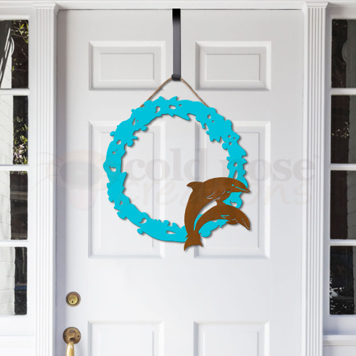 Dolphins Blue Water Splash Metal Wreath
