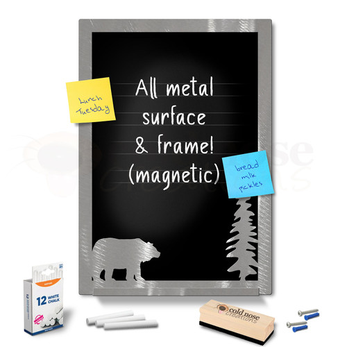 Bear Scene Metal Chalkboard Set - large size