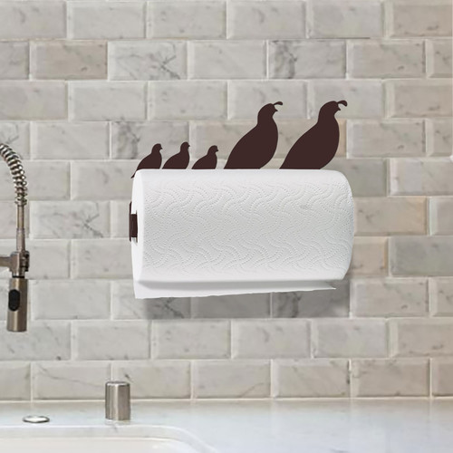 Quail Family Wall Mount Paper Towel Holder - Mounted Example