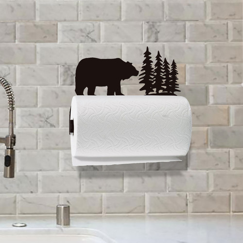 Bear Scene Wall Mount Paper Towel Holder - Mounted Example
