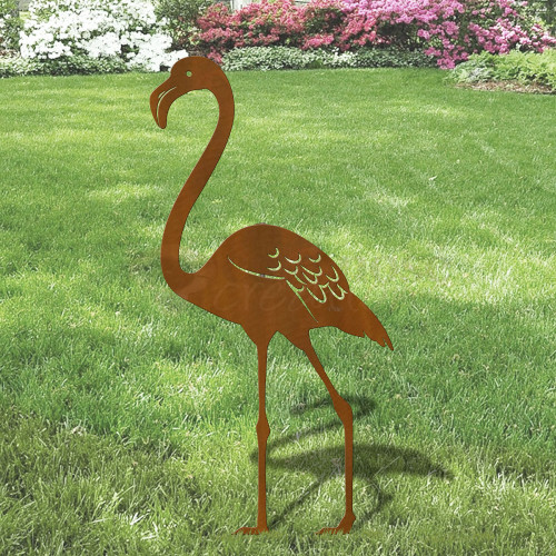 44in Tall Life-Size Flamingo Yard Sculpture on Grass