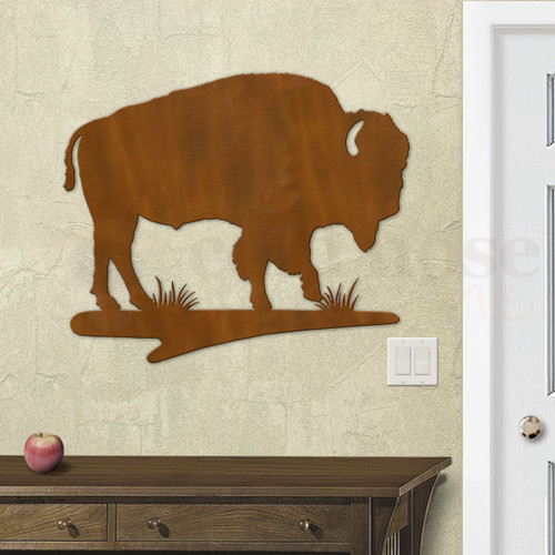 Lodge Decor Buffalo Metal Wall Art - Extra Large Size