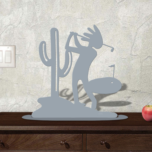 Southwestern Decor Golfer Cactus Scene 21in W x 8in H Metal Tabletop Sculpture - Choose Color