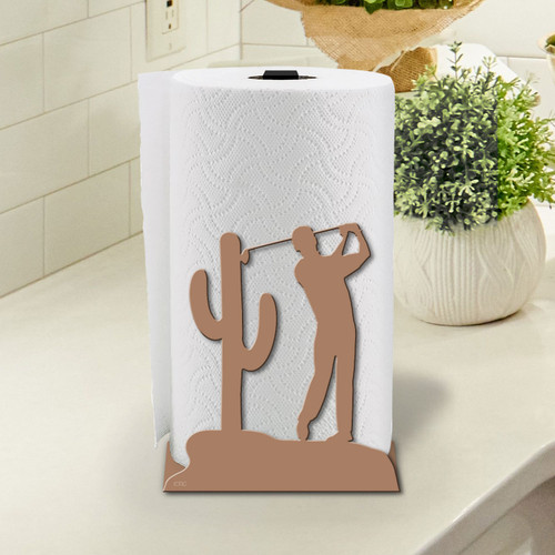 Golf Theme Desert Golfer Sturdy Metal Paper Towel Holder - Choose Color or DIY Paint 