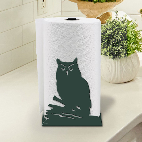 Lodge Decor Owl Sturdy Metal Paper Towel Holder - Choose Color or DIY Paint 