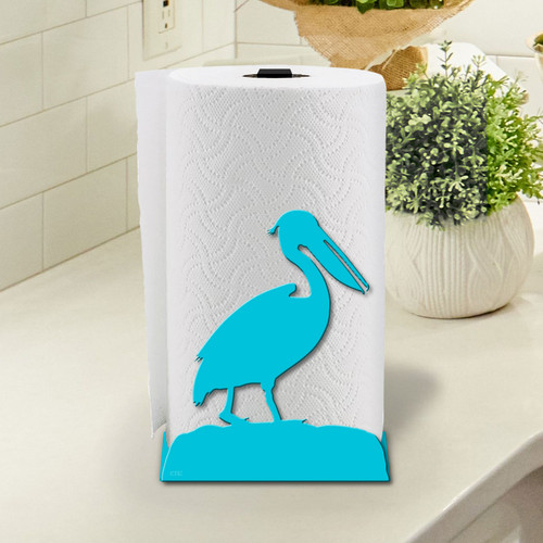 Coastal Decor Pelican Sturdy Metal Paper Towel Holder - Choose Color or DIY Paint 