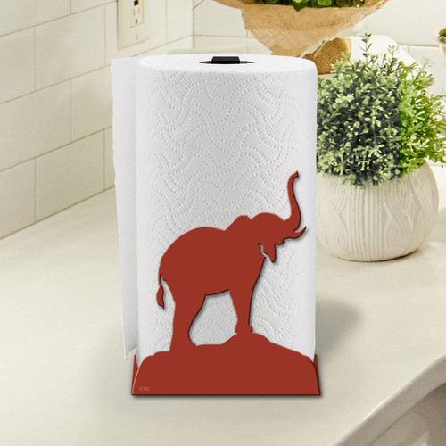 Animal Theme Elephant Sturdy Metal Paper Towel Holder - Choose Color or DIY Paint 