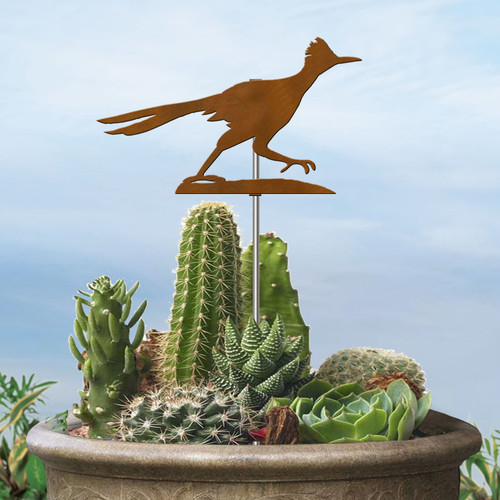 Southwest Decor Roadrunner 10in H Garden Planter Accent with 21-36in Stake