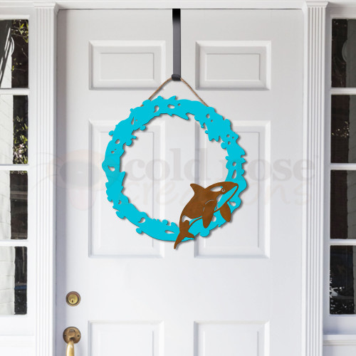 Orca Blue Water Splash Metal Wreath-se-rt-main