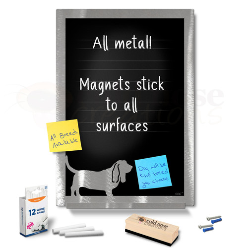 Custom Dog Silhouette Metal Chalkboard Set - large size