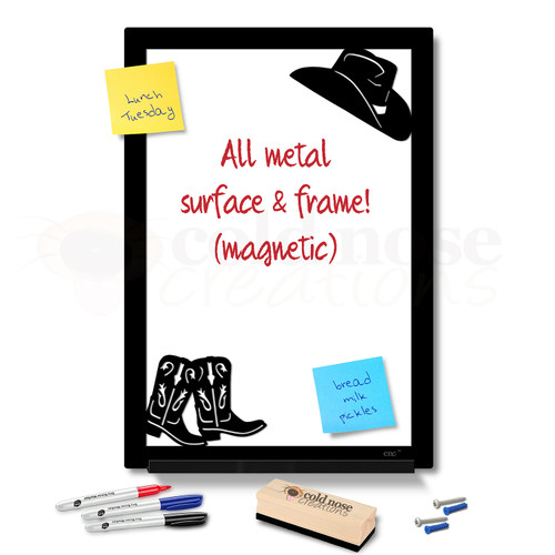 Cowboy Hat Boots Metal Whiteboard Set - large size