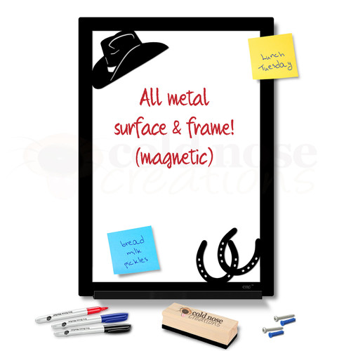 Hat and Horseshoes Metal Whiteboard Set - large size