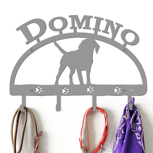 Beagle Personalized Leash Organizer Wall Hooks- Choose Color or Paint it Yourself - dog block primer
