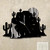 Southwest Theme Coyote Moon Cactus Mountain Wall Clock - Choose Black or Rust Patina in Satin Black