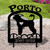 Custom Made Portuguese Water Dog Pet Memorial - 16in W Sturdy Upright Metal - Satin Black with Block Lettering