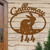 Custom Animal Theme Rabbit Name and Address Oval Outdoor Wall Sign - rust patina with script font