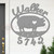 Custom Country Decor Pot Bellied Pig Name and Address Oval Outdoor Wall Sign - unpainted primer with script font