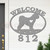 Custom Dog Theme Tibetan Terrier Name and Address Oval Outdoor Wall Sign - unpainted primer with block font