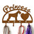 Giant Schnauzer Personalized Leash Organizer Wall Hooks- Choose Color or Paint it Yourself - heart script rust