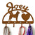 Akita Personalized Leash Organizer Wall Hooks- Choose Color or Paint it Yourself - heart script rust
