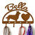 Cardigan Welsh Corgi Personalized Leash Organizer Wall Hooks- Choose Color or Paint it Yourself - heart script rust