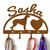 Irish Wolfhound Personalized Leash Organizer Wall Hooks- Choose Color or Paint it Yourself - heart script rust