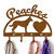 German Shepherd Personalized Leash Organizer Wall Hooks- Choose Color or Paint it Yourself - heart script rust