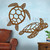 87in Sea Turtle Two Piece Set Rust Metal Outdoor Wall Art