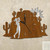 Golfing Woman Cactus Mountain Wall Clock in rust patina