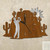Golfing Man Cactus Mountain Wall Clock in rust patina