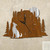 Coyote and Moon Evergreen Mountain Wall Clock in rust patina