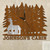 Log Cabin Trees Personalized Wall Clock in rust patina