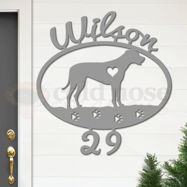 Custom Dog Theme Rhodesian Ridgeback Name and Address Oval Outdoor Wall ...