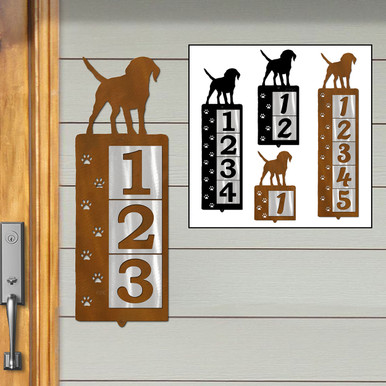 Dog Theme Beagle Reflective Address Number Tiles - Choose Size and Color