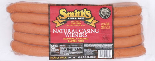Smith’s Skinless Bun-Size Wieners 3 lb family pack – front packaging with red and yellow branding