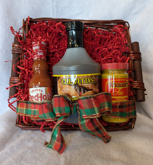 Holiday 3pk Basket - Frank’s RedHot, Chiavetta's BBQ Marinade and Weber's Mustard