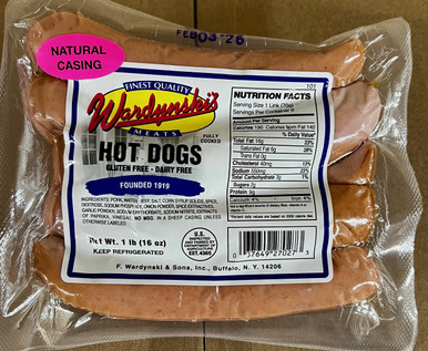 Wardynski Natural Casing Hot Dogs (1 lb) | BuffaloShip