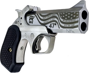 Bond Arms DT47 Trump Limited 45LC/410 Break Action Handgun with Custom Engraved Barrel and Satin Finish Bond Arms DT47 Trump Limited 45LC/410 Break Action Handgun with Custom Engraved Barrel and Satin Finish